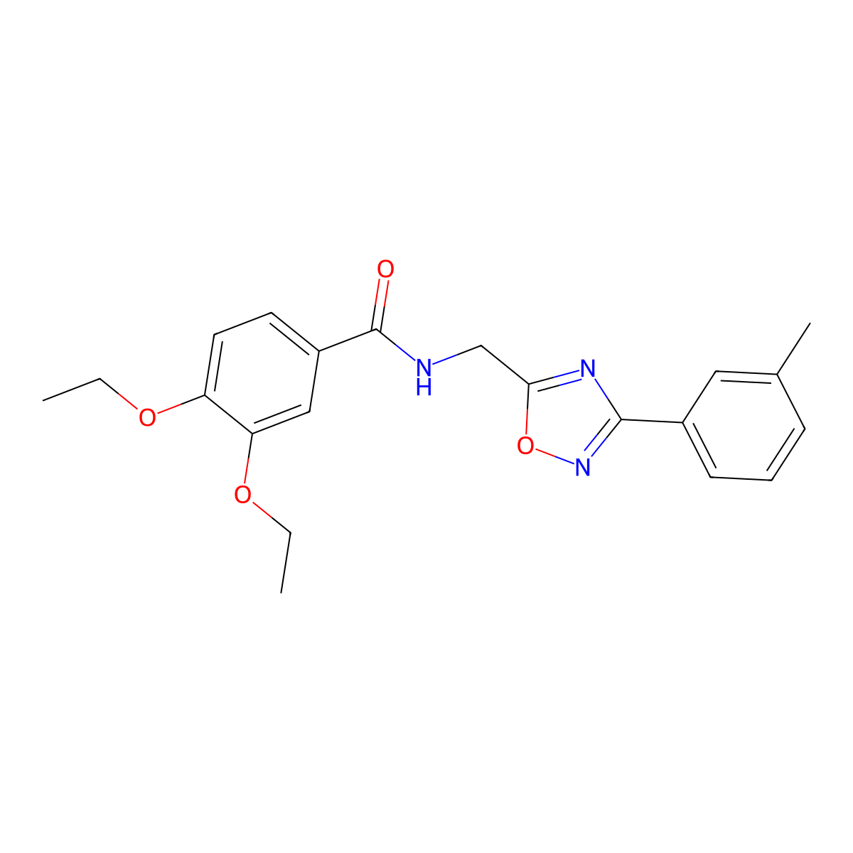 3,4-diethoxy-N-[[3-(3-methylphenyl)-1,2,4-oxadiazol-5-yl]methyl]benzamide molecular structure, CAS 838869-50-4