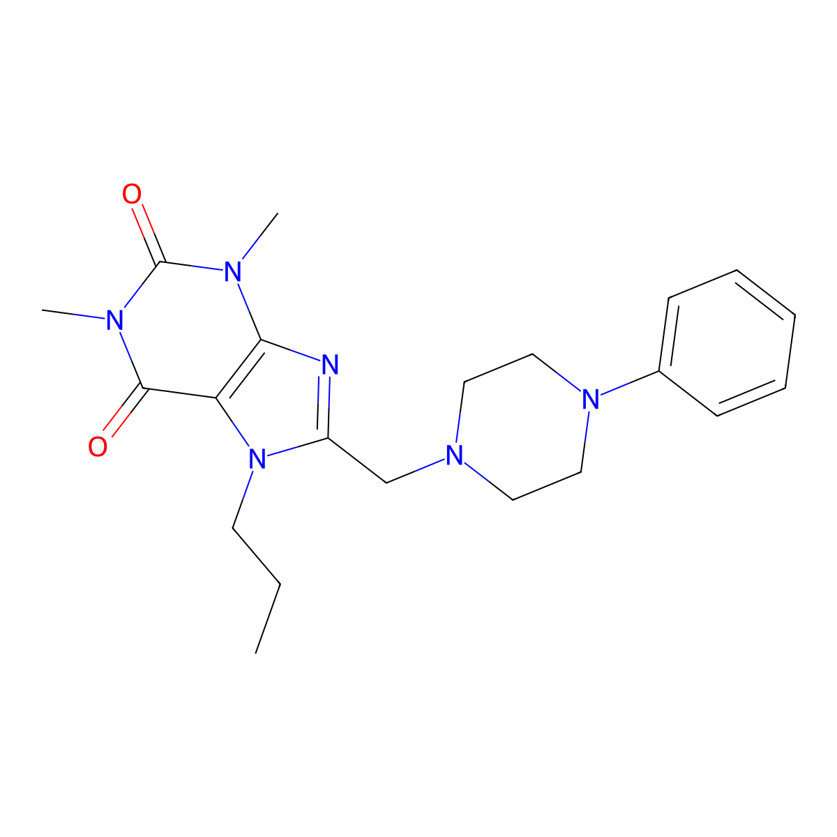 1,3-dimethyl-8-[(4-phenylpiperazin-1-yl)methyl]-7-propyl-3,7-dihydro-1H-purine-2,6-dione molecular structure, CAS 838869-56-0