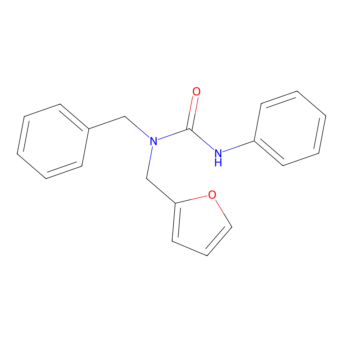 1-Benzyl-1-(furan-2-ylmethyl)-3-phenylurea molecular structure, CAS 838869-75-3