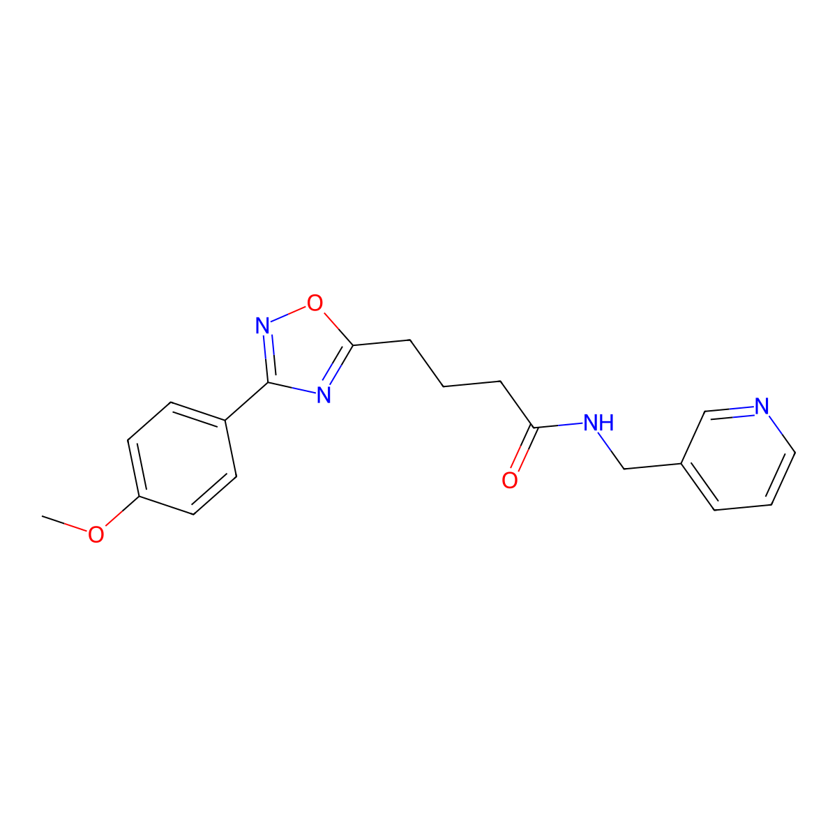 4-[3-(4-methoxyphenyl)-1,2,4-oxadiazol-5-yl]-N-(pyridin-3-ylmethyl)butanamide molecular structure, CAS 838869-82-2