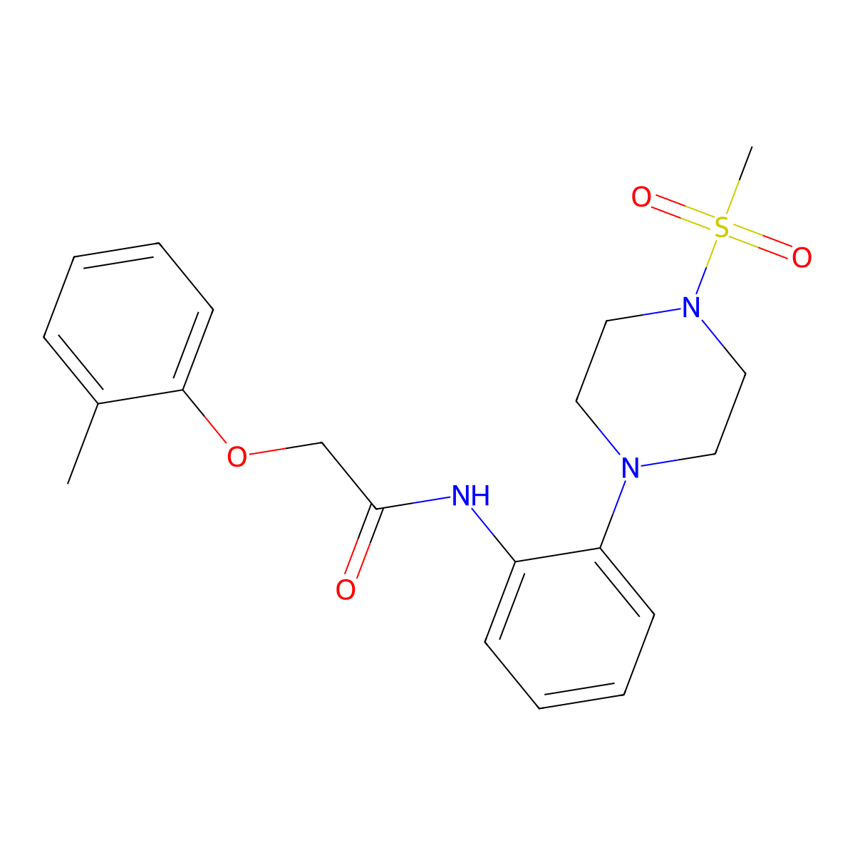 2-(2-methylphenoxy)-N-[2-(4-methylsulfonylpiperazin-1-yl)phenyl]acetamide molecular structure, CAS 838869-92-4