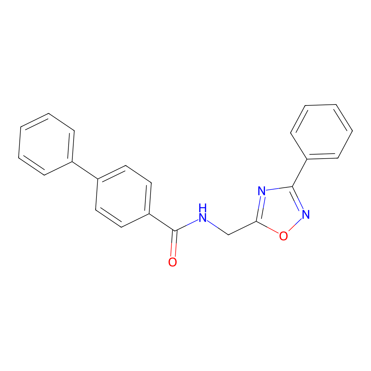 4-phenyl-N-[(3-phenyl-1,2,4-oxadiazol-5-yl)methyl]benzamide molecular structure, CAS 838870-14-7