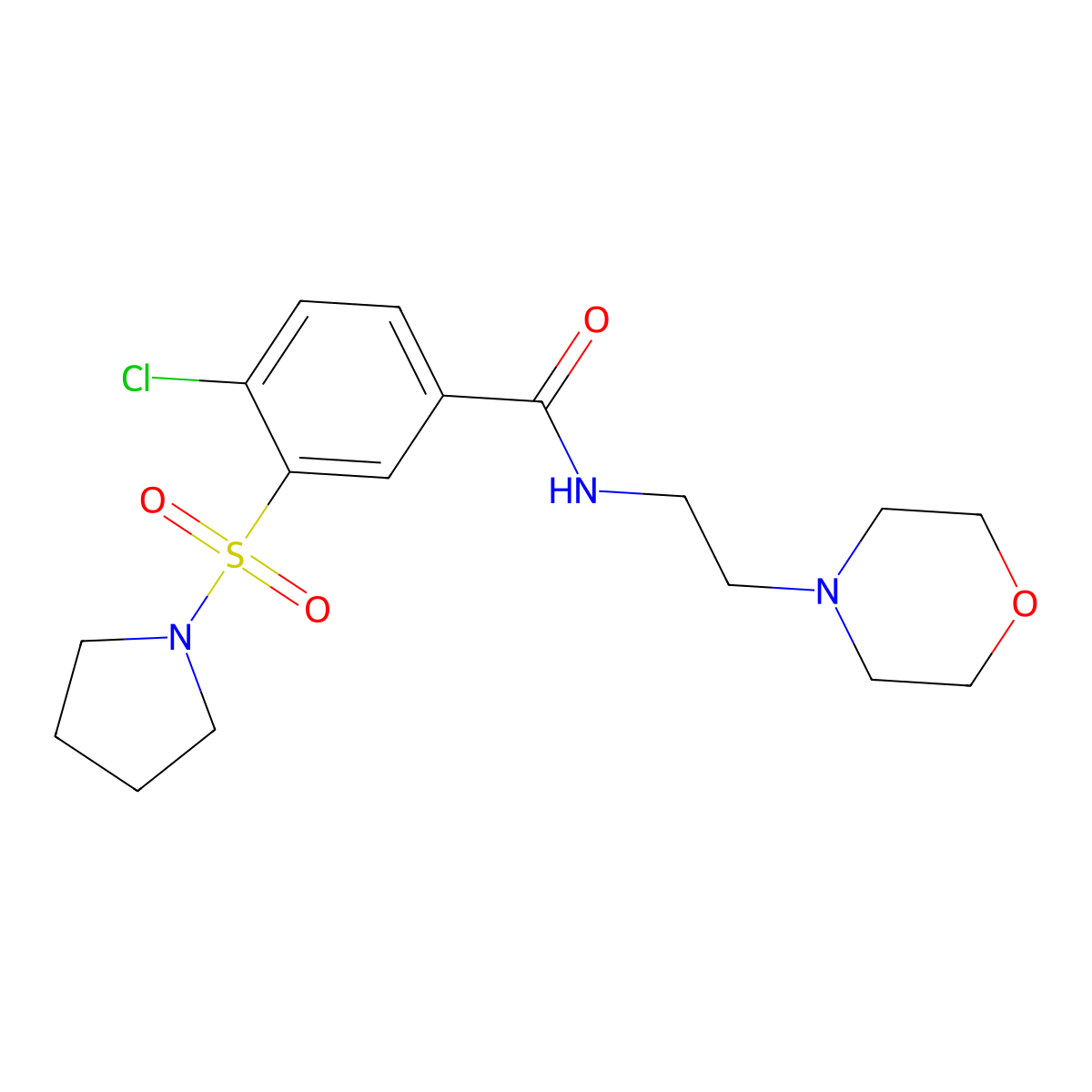 4-chloro-N-[2-(morpholin-4-yl)ethyl]-3-(pyrrolidin-1-ylsulfonyl)benzamide molecular structure, CAS 838870-15-8