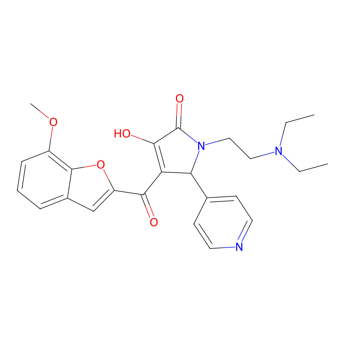 1-(2-(diethylamino)ethyl)-3-hydroxy-4-(7-methoxybenzofuran-2-carbonyl)-5-(pyridin-4-yl)-1H-pyrrol-2(5H)-one molecular structure, CAS 838870-28-3