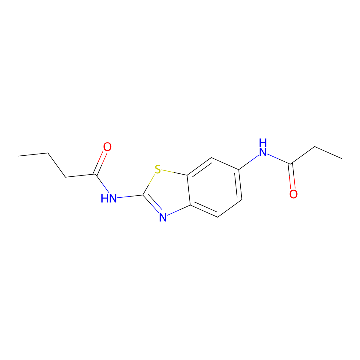 N-[6-(propanoylamino)-1,3-benzothiazol-2-yl]butanamide molecular structure, CAS 838870-34-1