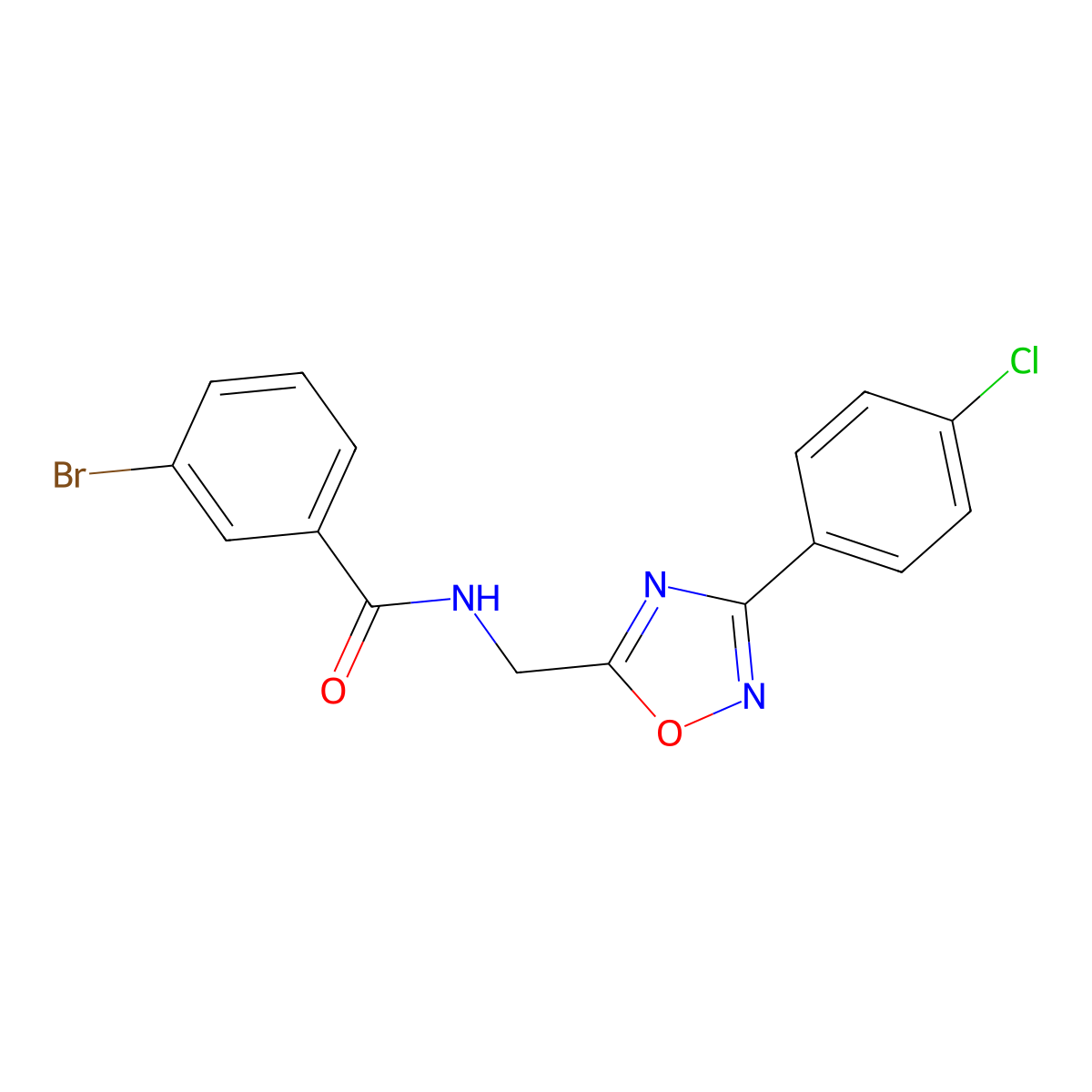 3-bromo-N-[[3-(4-chlorophenyl)-1,2,4-oxadiazol-5-yl]methyl]benzamide molecular structure, CAS 838870-42-1