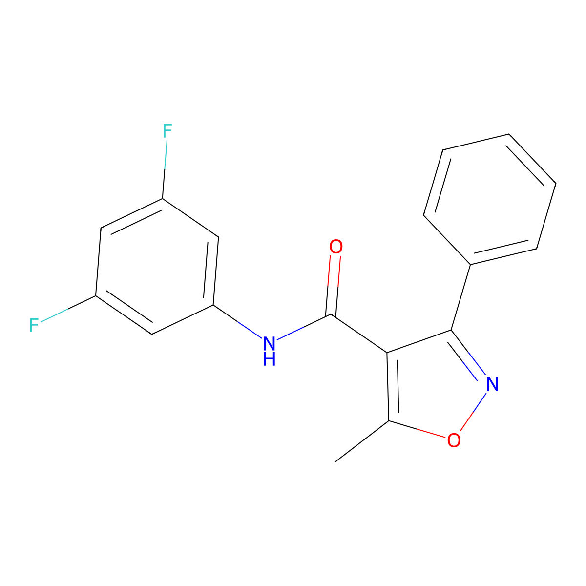 N-(3,5-difluorophenyl)-5-methyl-3-phenyl-1,2-oxazole-4-carboxamide molecular structure, CAS 838870-44-3