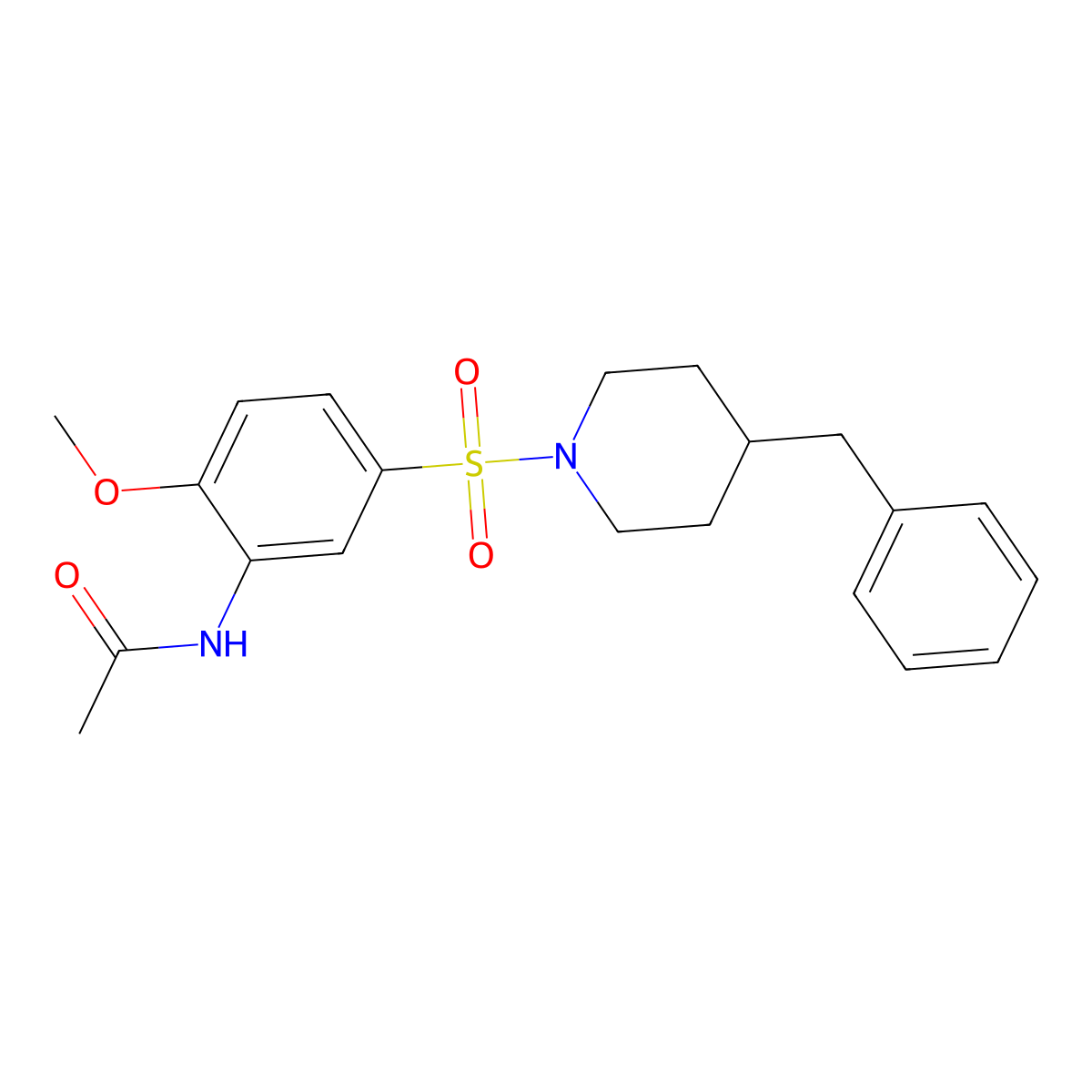 N-[5-(4-benzylpiperidin-1-yl)sulfonyl-2-methoxyphenyl]acetamide molecular structure, CAS 838870-58-9