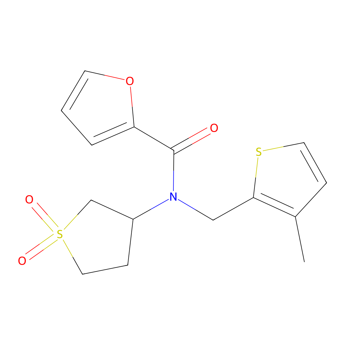 N-(1,1-dioxothiolan-3-yl)-N-[(3-methylthiophen-2-yl)methyl]furan-2-carboxamide molecular structure, CAS 838870-63-6