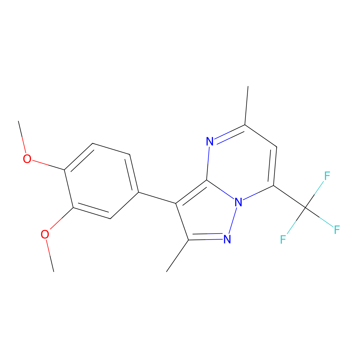 3-(3,4-Dimethoxyphenyl)-2,5-dimethyl-7-(trifluoromethyl)pyrazolo[1,5-a]pyrimidine molecular structure, CAS 838870-70-5