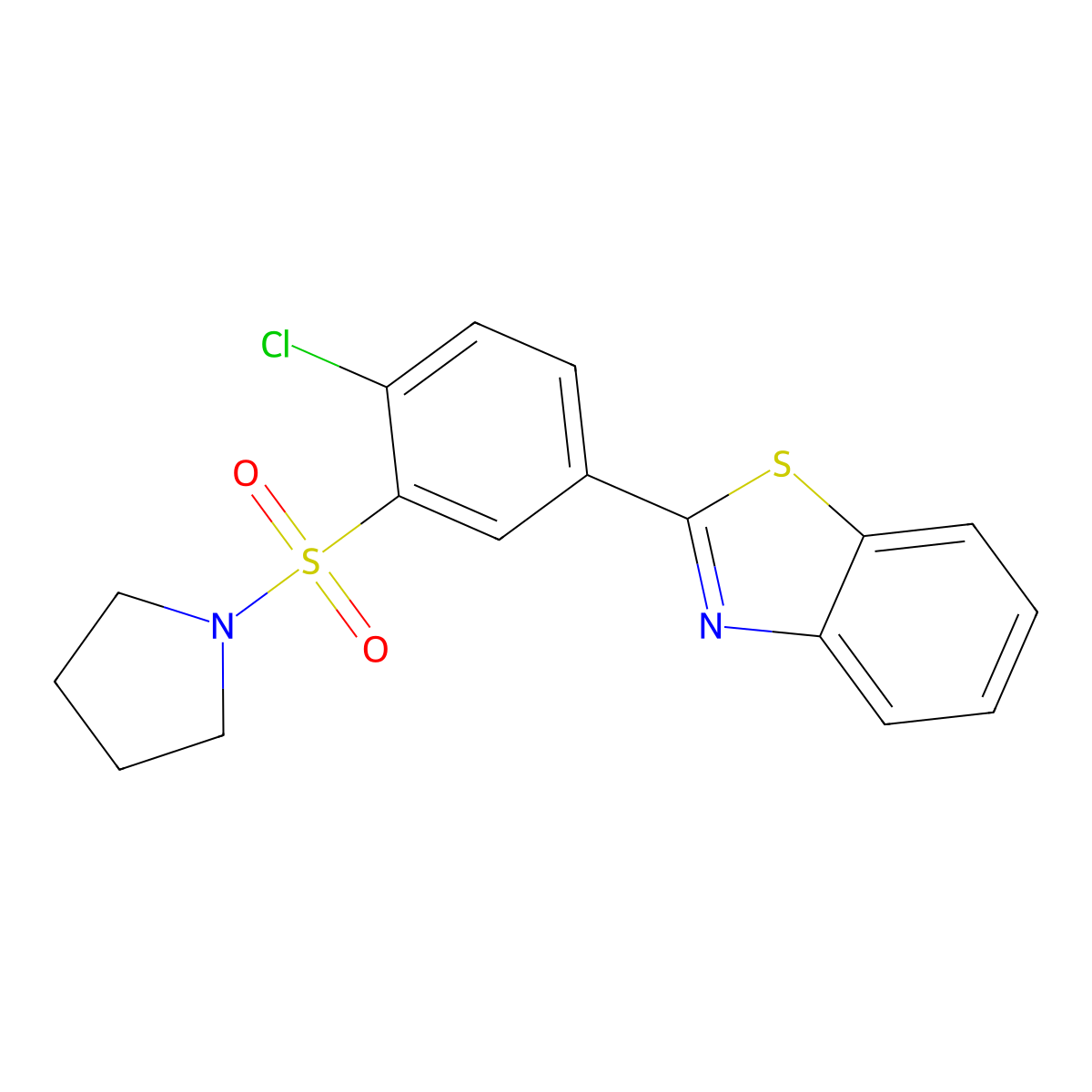 2-(4-Chloro-3-(pyrrolidin-1-ylsulfonyl)phenyl)benzo[d]thiazole molecular structure, CAS 838870-82-9