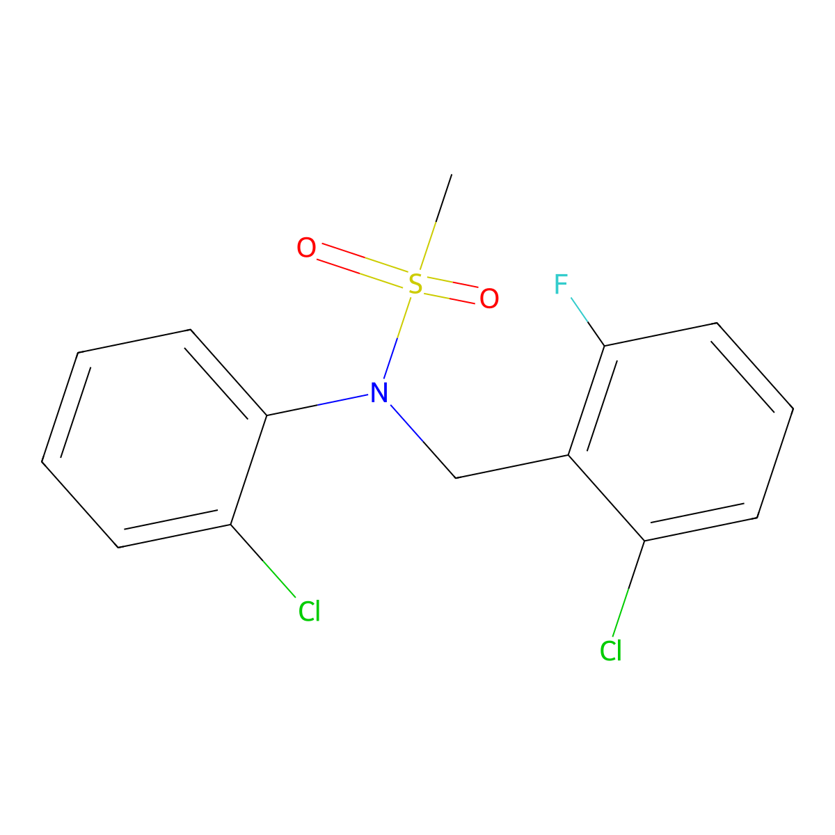 N-(2-chloro-6-fluorobenzyl)-N-(2-chlorophenyl)methanesulfonamide molecular structure, CAS 838871-10-6