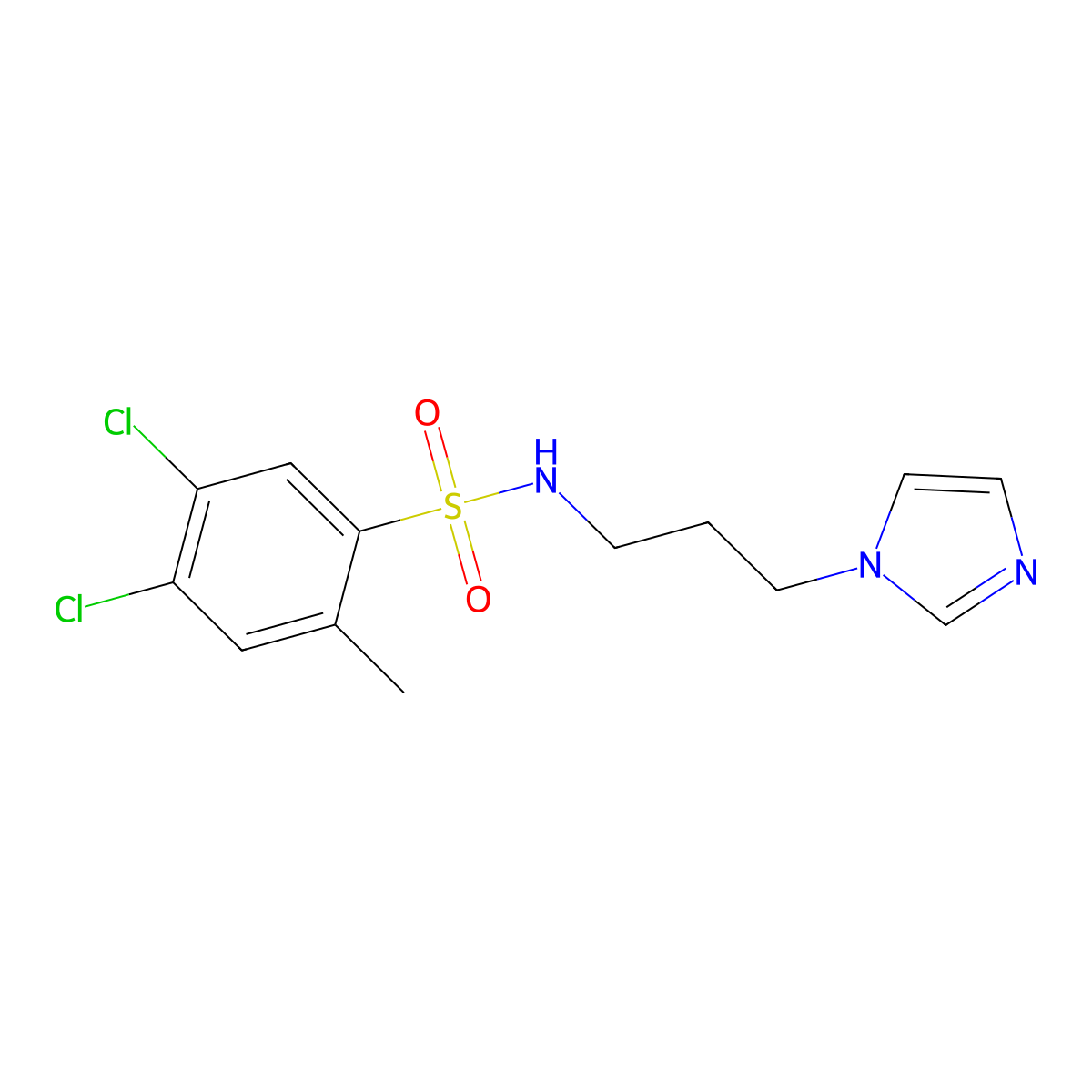 4,5-dichloro-N-(3-imidazol-1-ylpropyl)-2-methylbenzenesulfonamide molecular structure, CAS 838871-11-7