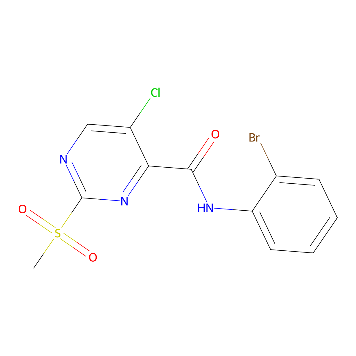 N-(2-bromophenyl)-5-chloro-2-methylsulfonylpyrimidine-4-carboxamide molecular structure, CAS 838871-17-3
