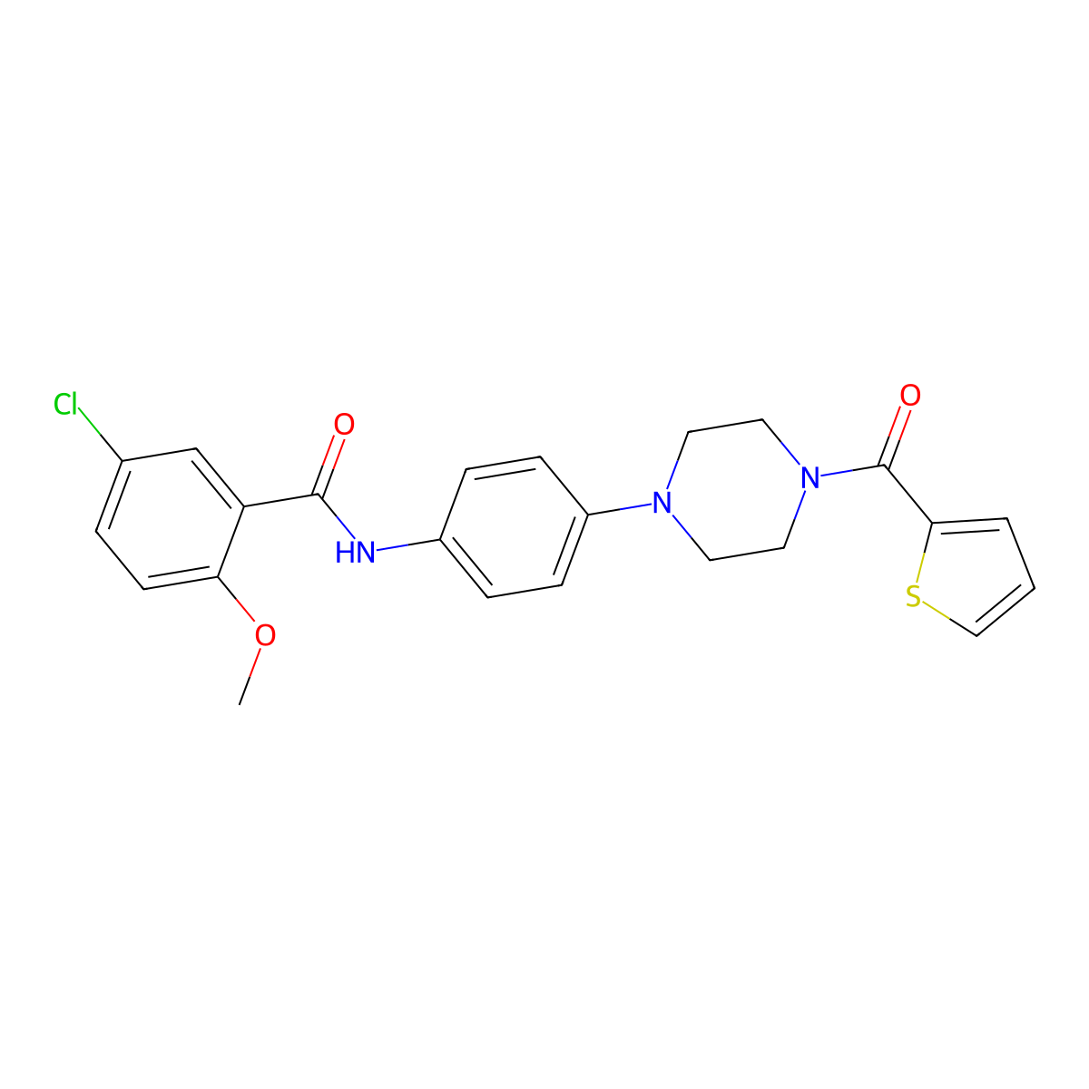 5-chloro-2-methoxy-N-[4-[4-(thiophene-2-carbonyl)piperazin-1-yl]phenyl]benzamide molecular structure, CAS 838871-26-4