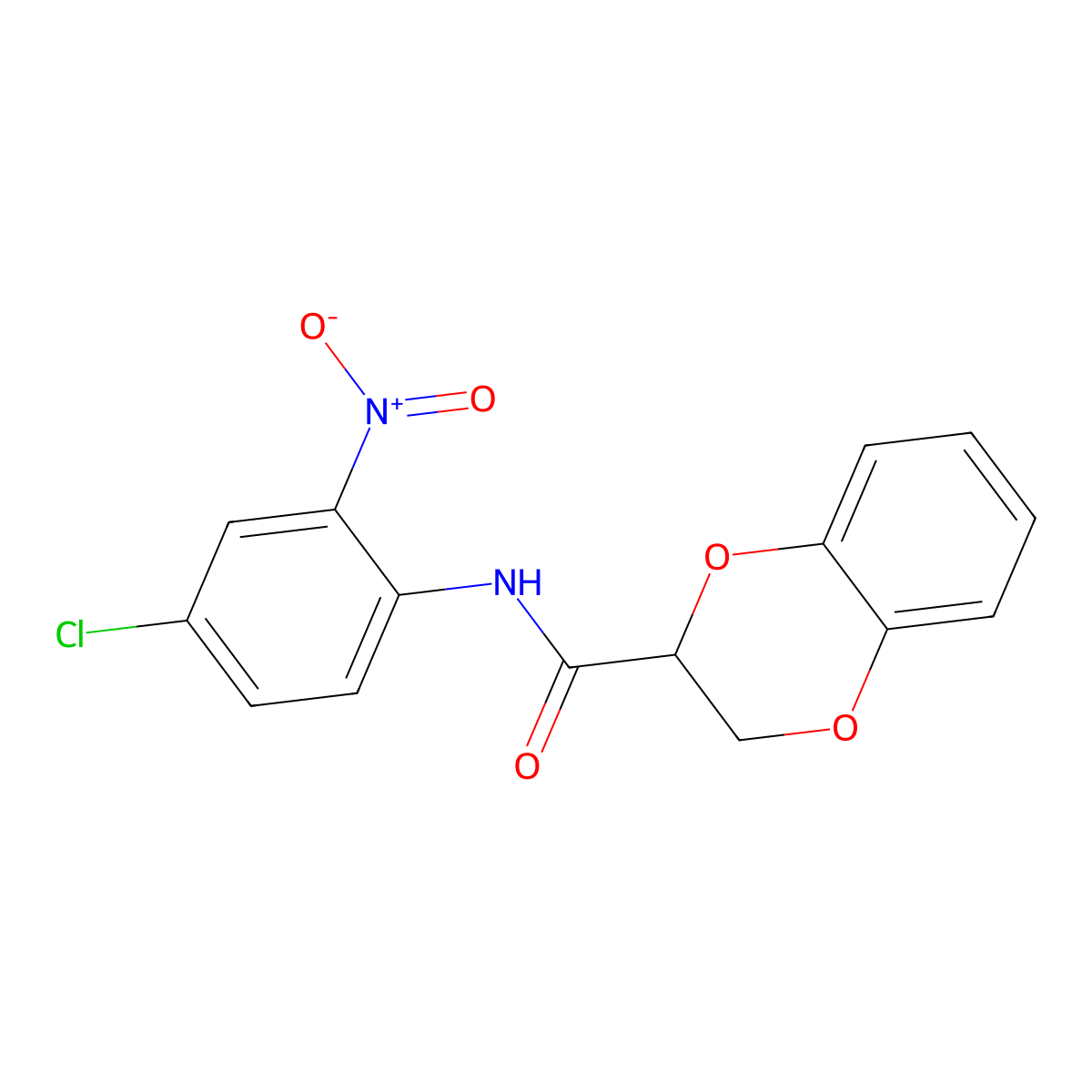 N-(4-chloro-2-nitrophenyl)-2,3-dihydro-1,4-benzodioxine-2-carboxamide molecular structure, CAS 838871-29-7