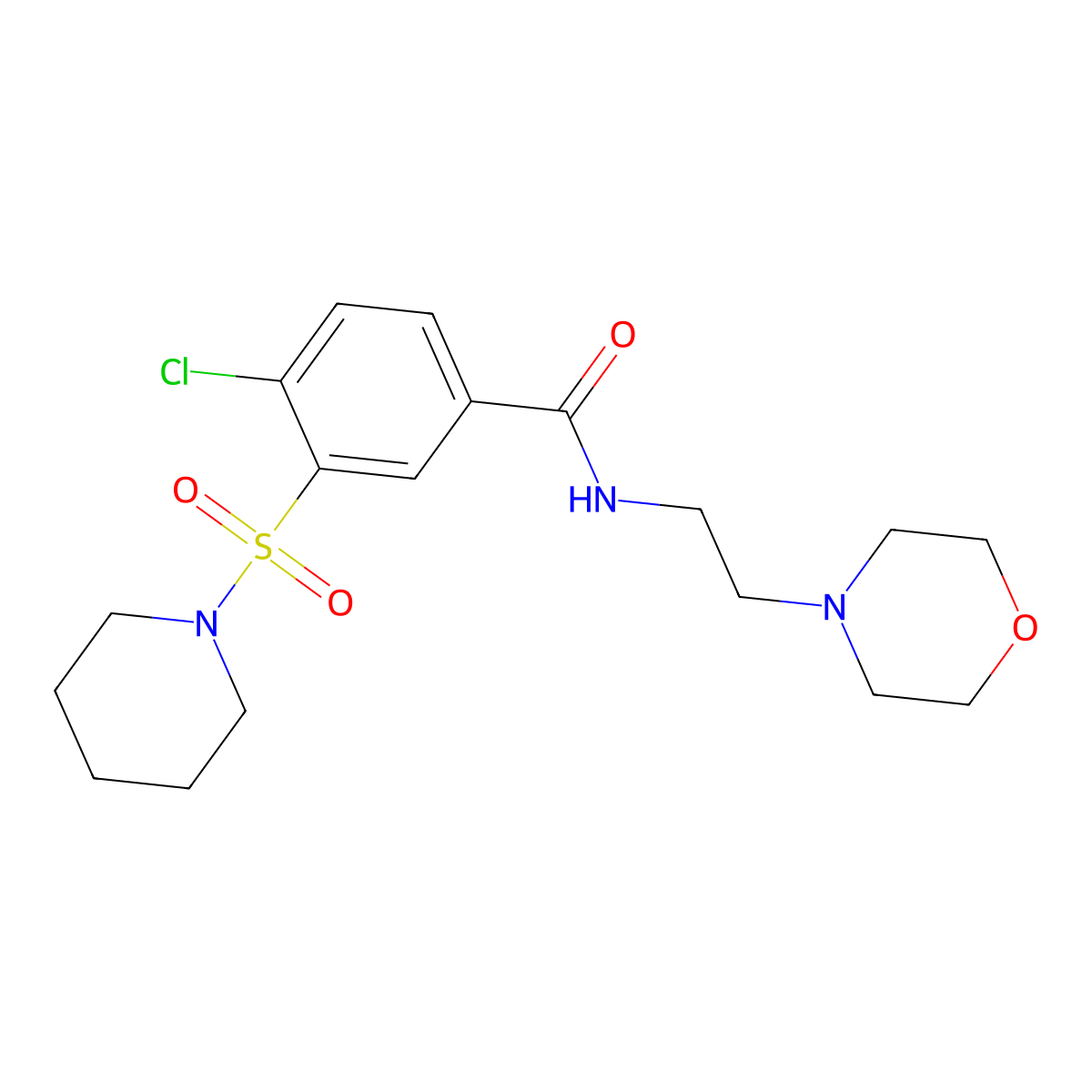 4-chloro-N-(2-morpholin-4-ylethyl)-3-piperidin-1-ylsulfonylbenzamide molecular structure, CAS 838871-34-4