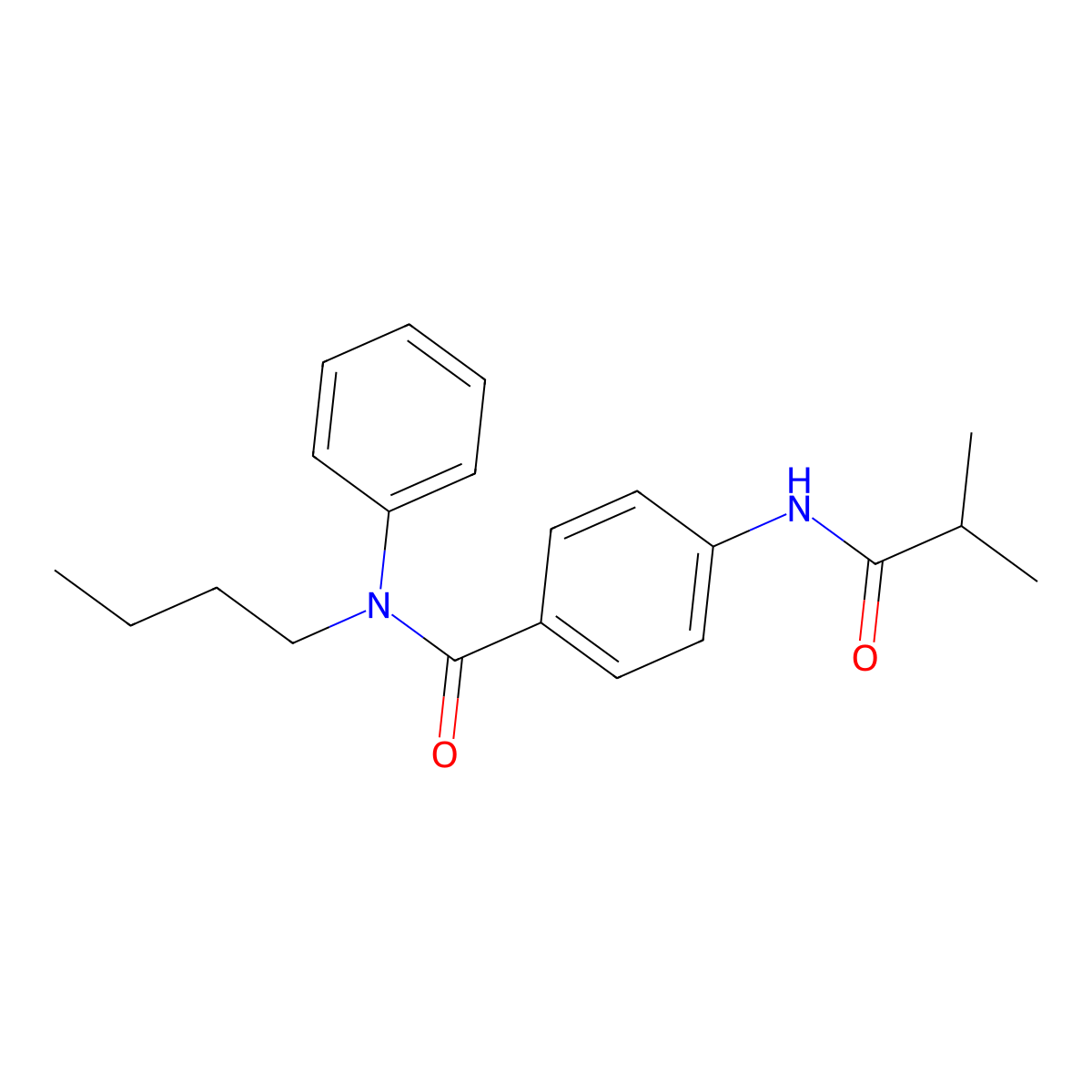 N-butyl-4-(2-methylpropanoylamino)-N-phenylbenzamide molecular structure, CAS 838871-47-9