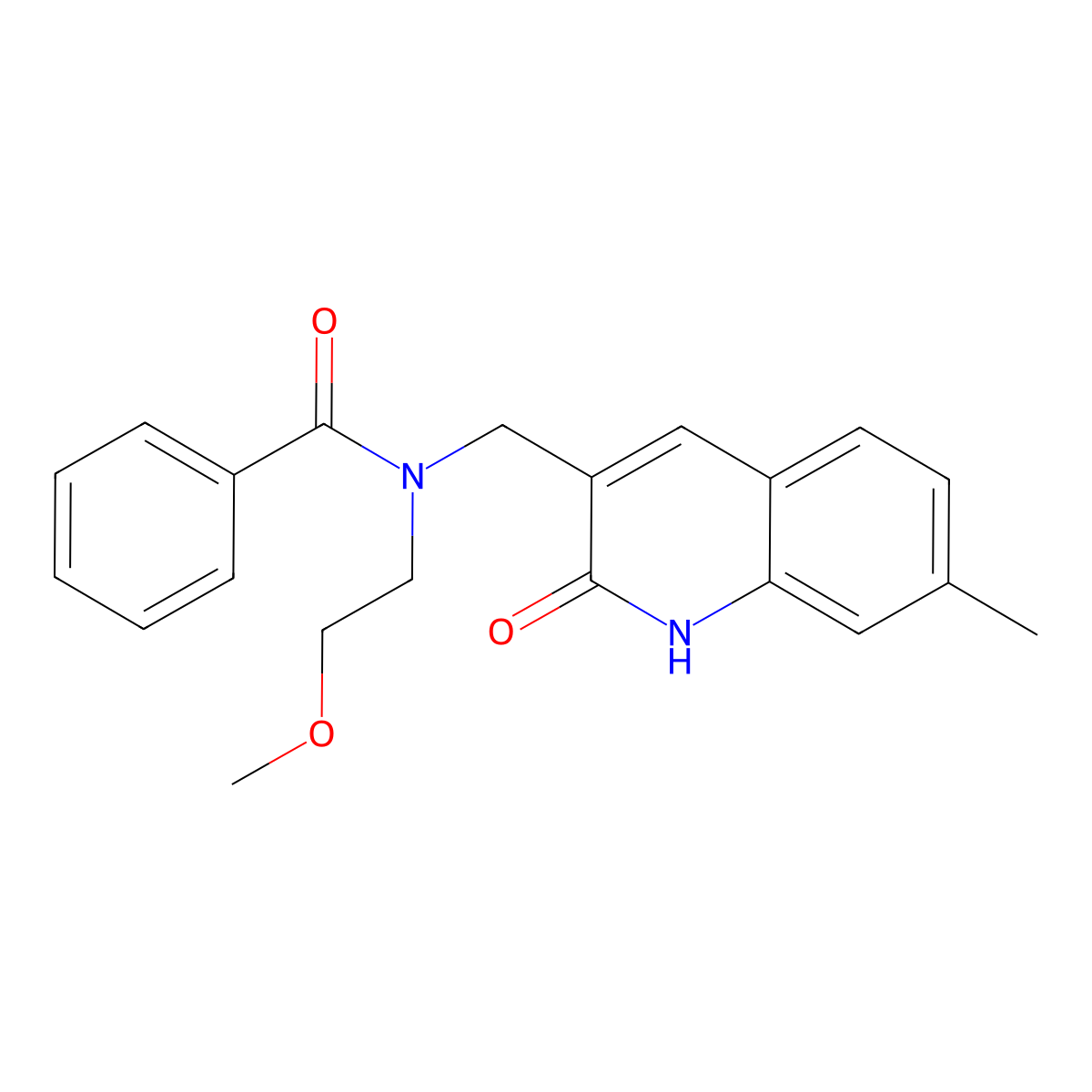 N-(2-methoxyethyl)-N-[(7-methyl-2-oxo-1H-quinolin-3-yl)methyl]benzamide molecular structure, CAS 838873-53-3