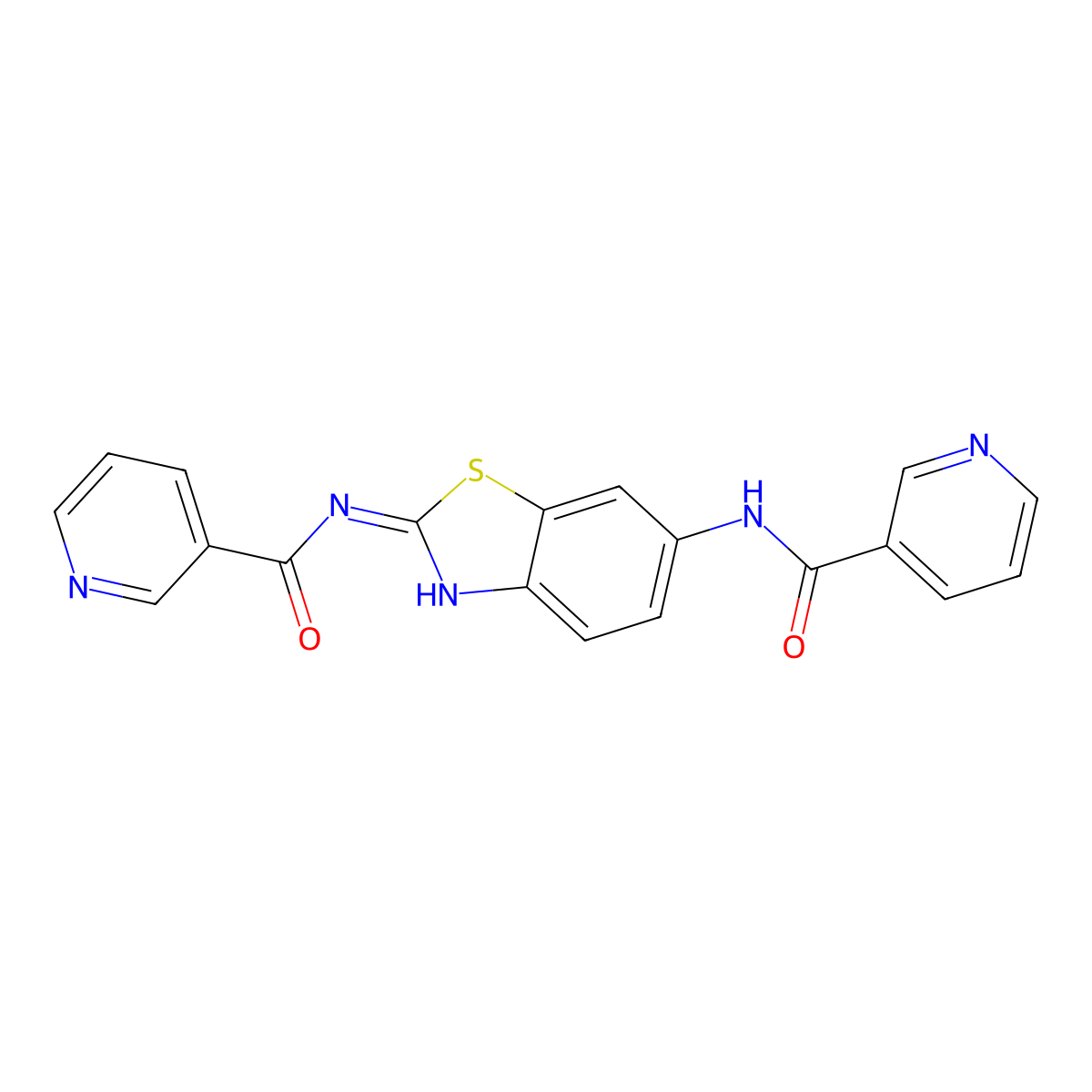 N-[2-(pyridine-3-carbonylamino)-1,3-benzothiazol-6-yl]pyridine-3-carboxamide molecular structure, CAS 838873-69-1