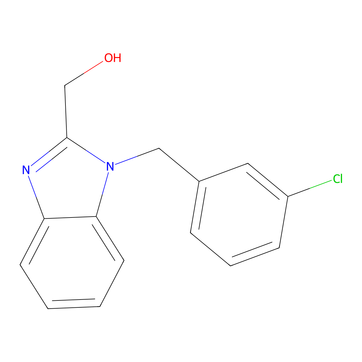 [1-[(3-Chlorophenyl)methyl]benzimidazol-2-yl]methanol molecular structure, CAS 838873-75-9