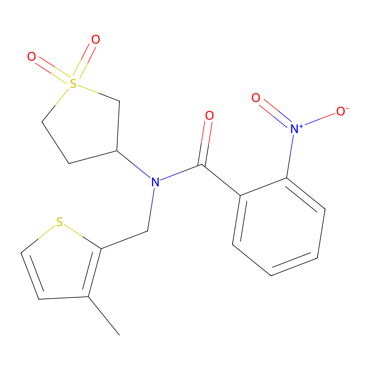 N-(1,1-dioxothiolan-3-yl)-N-[(3-methylthiophen-2-yl)methyl]-2-nitrobenzamide molecular structure, CAS 838873-80-6