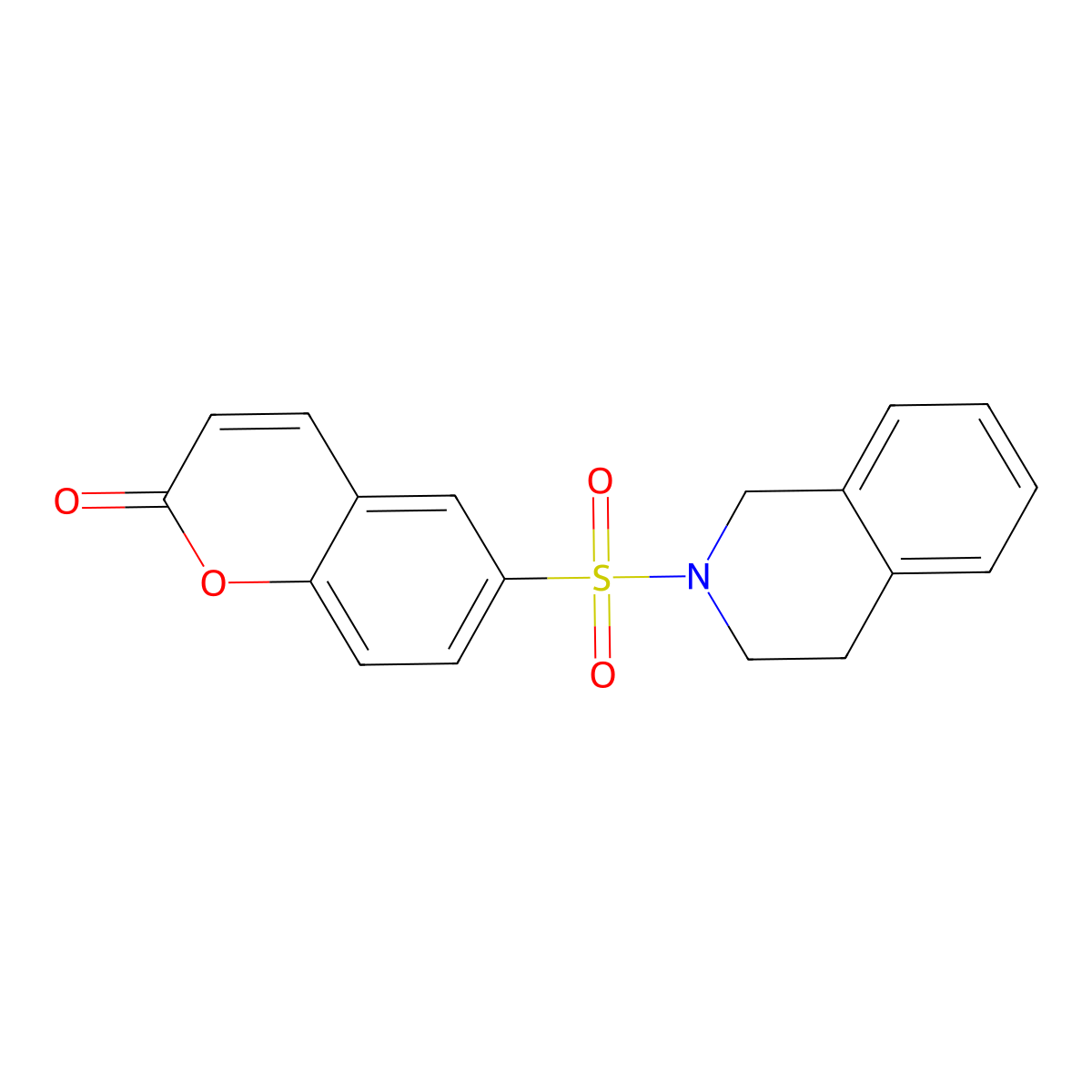 6-(1,2,3,4-tetrahydroisoquinoline-2-sulfonyl)-2H-chromen-2-one molecular structure, CAS 838873-97-5
