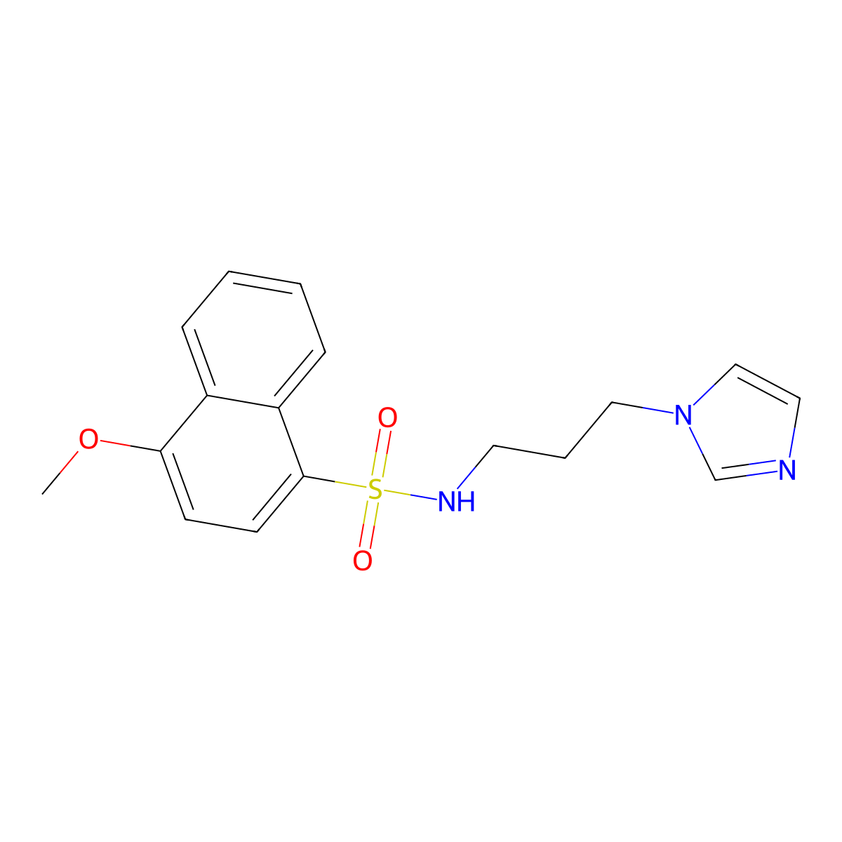 N-[3-(1H-imidazol-1-yl)propyl]-4-methoxynaphthalene-1-sulfonamide molecular structure, CAS 838874-04-7