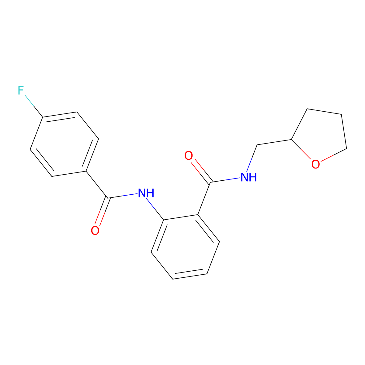 2-[(4-fluorobenzoyl)amino]-N-(oxolan-2-ylmethyl)benzamide molecular structure, CAS 838874-26-3