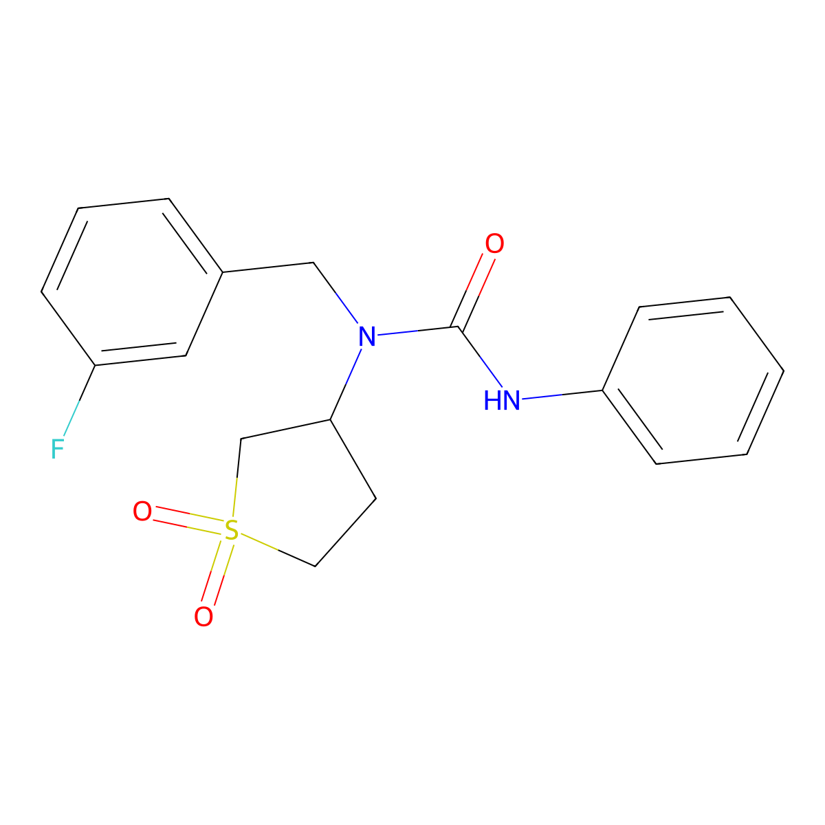1-(1,1-Dioxidotetrahydrothiophen-3-yl)-1-(3-fluorobenzyl)-3-phenylurea molecular structure, CAS 838874-28-5