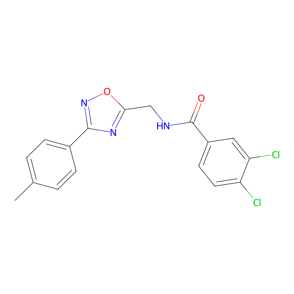 3,4-dichloro-N-[[3-(4-methylphenyl)-1,2,4-oxadiazol-5-yl]methyl]benzamide molecular structure, CAS 838874-35-4