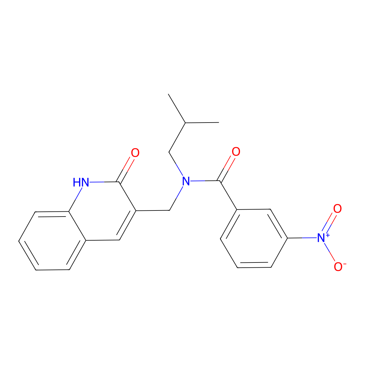 N-(2-methylpropyl)-3-nitro-N-[(2-oxo-1H-quinolin-3-yl)methyl]benzamide molecular structure, CAS 838874-41-2