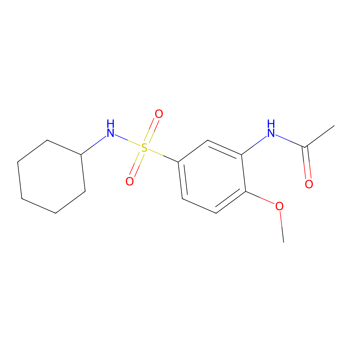 N-[5-(cyclohexylsulfamoyl)-2-methoxyphenyl]acetamide molecular structure, CAS 838874-45-6