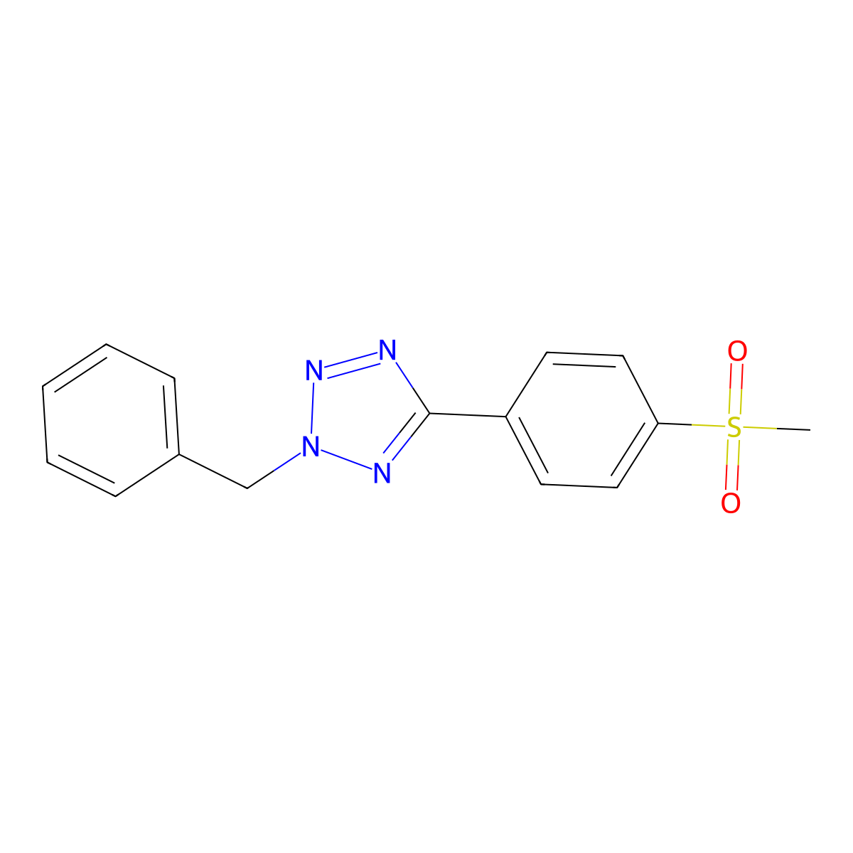 2-Benzyl-5-(4-methylsulfonylphenyl)tetrazole molecular structure, CAS 838874-57-0
