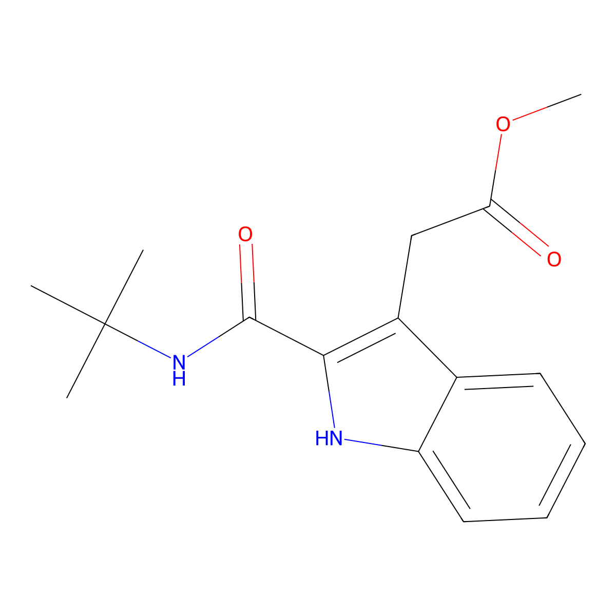 Methyl 2-(2-(tert-butylcarbamoyl)-1H-indol-3-yl)acetate molecular structure, CAS 838874-66-1