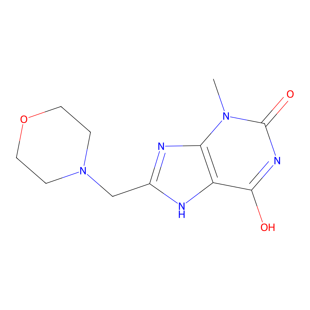 3-methyl-8-(morpholin-4-ylmethyl)-7H-purine-2,6-dione molecular structure, CAS 838874-68-3
