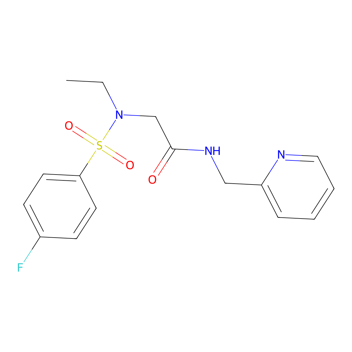 2-[ethyl-(4-fluorophenyl)sulfonylamino]-N-(pyridin-2-ylmethyl)acetamide molecular structure, CAS 838874-73-0