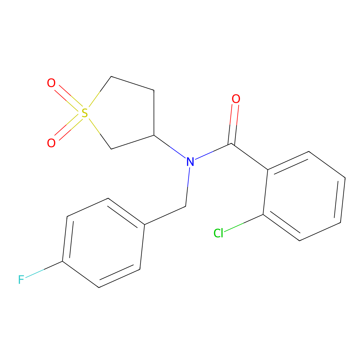 2-chloro-N-(1,1-dioxidotetrahydrothiophen-3-yl)-N-(4-fluorobenzyl)benzamide molecular structure, CAS 838874-93-4