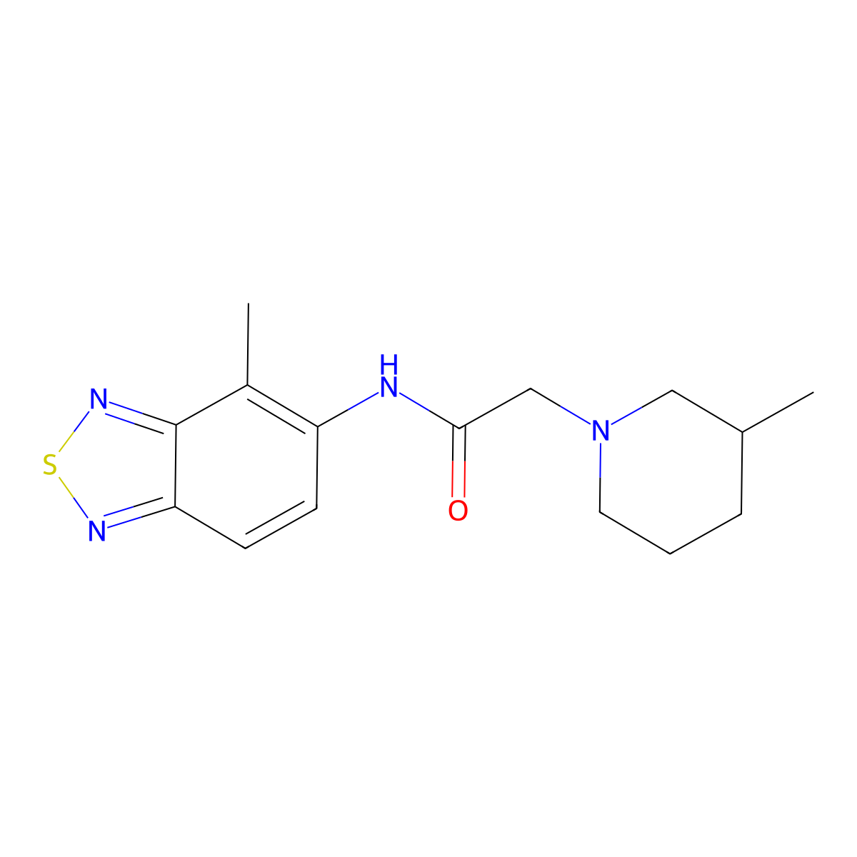 N-(4-methyl-2,1,3-benzothiadiazol-5-yl)-2-(3-methylpiperidin-1-yl)acetamide molecular structure, CAS 838875-04-0