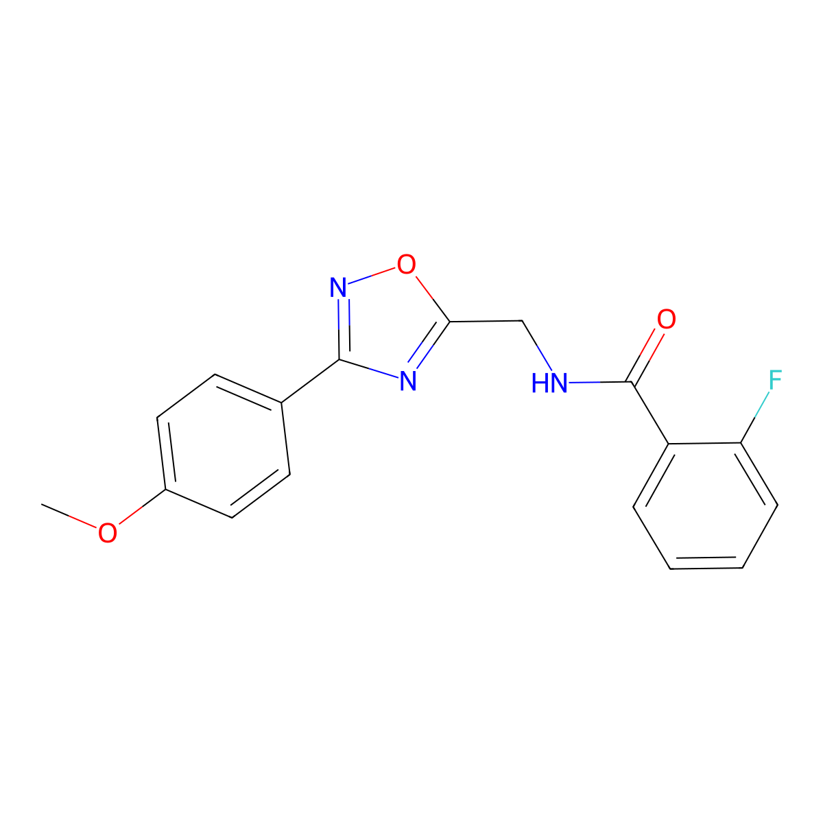 2-fluoro-N-[[3-(4-methoxyphenyl)-1,2,4-oxadiazol-5-yl]methyl]benzamide molecular structure, CAS 838875-07-3