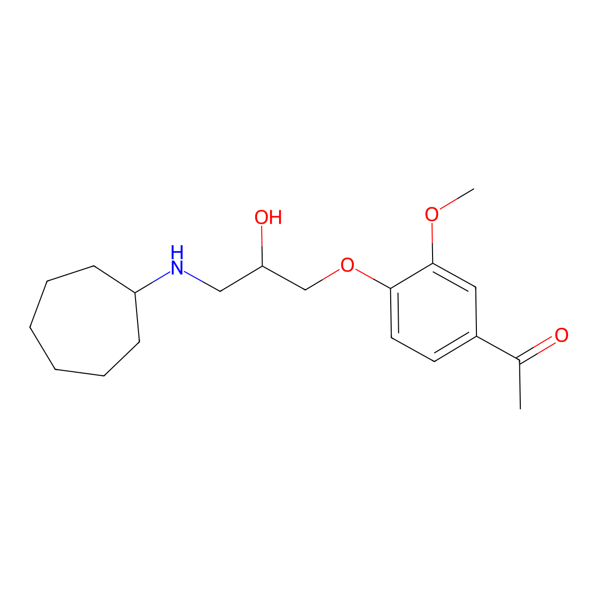 1-(4-(3-(Cycloheptylamino)-2-hydroxypropoxy)-3-methoxyphenyl)ethanone molecular structure, CAS 838875-16-4
