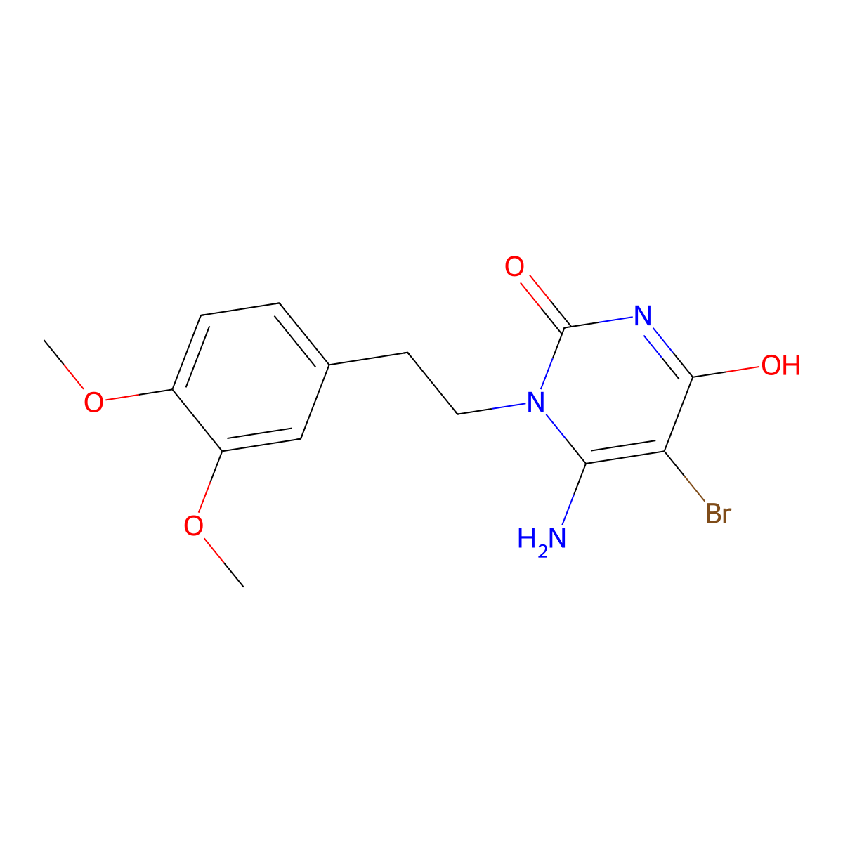 6-Amino-5-bromo-1-[2-(3,4-dimethoxyphenyl)ethyl]pyrimidine-2,4-dione molecular structure, CAS 838875-24-4