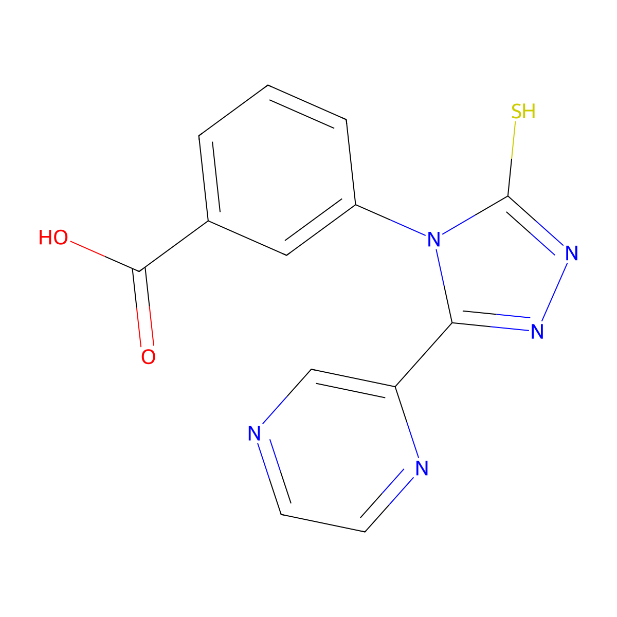 3-(3-pyrazin-2-yl-5-sulfanylidene-1H-1,2,4-triazol-4-yl)benzoic acid molecular structure, CAS 838875-33-5
