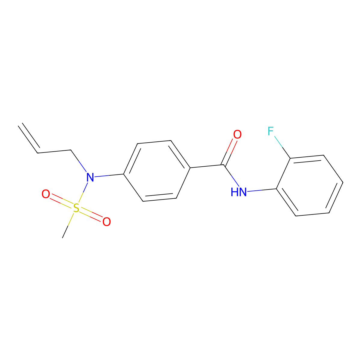 N-(2-fluorophenyl)-4-[methylsulfonyl(prop-2-enyl)amino]benzamide molecular structure, CAS 838875-38-0