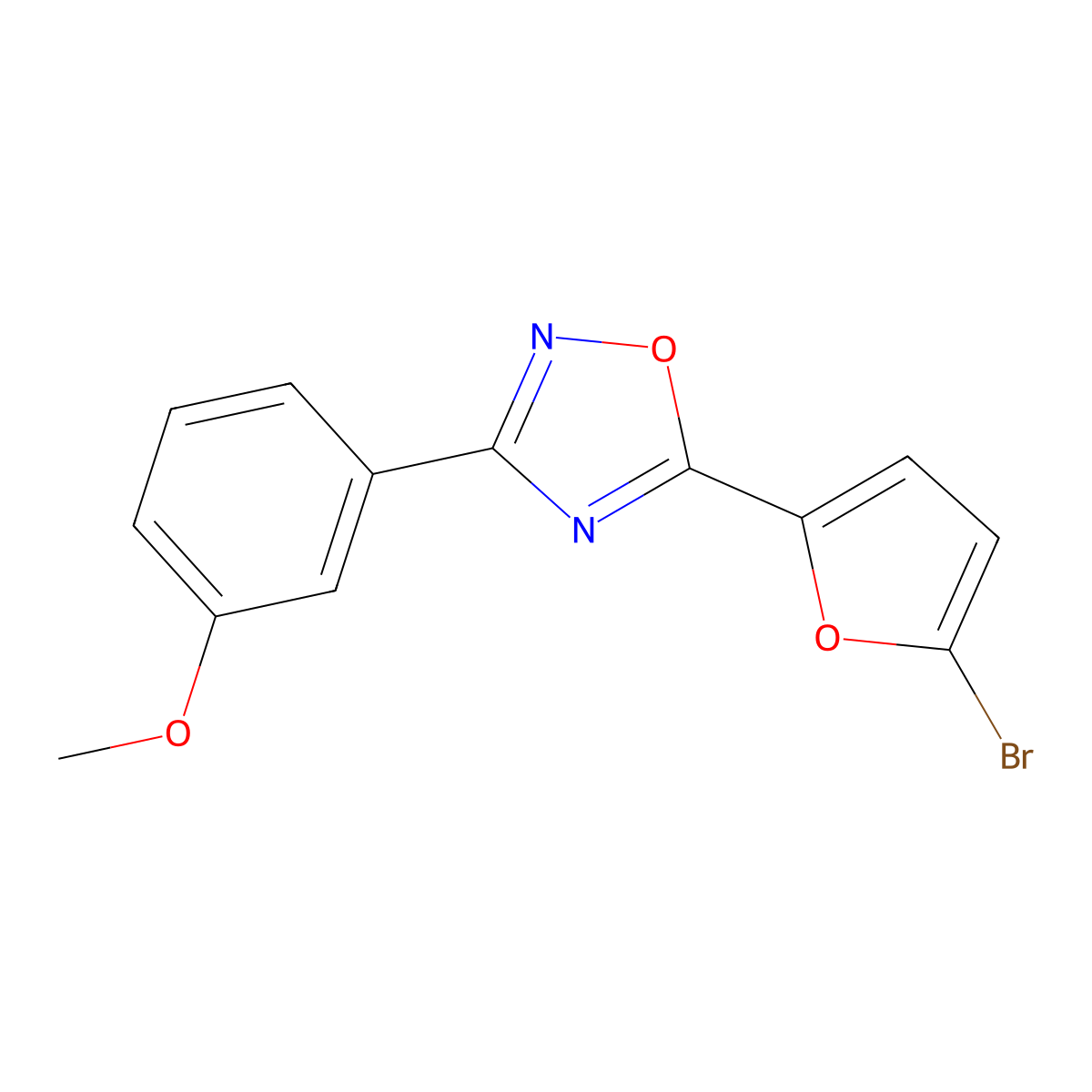 5-(5-Bromofuran-2-yl)-3-(3-methoxyphenyl)-1,2,4-oxadiazole molecular structure, CAS 838875-51-7