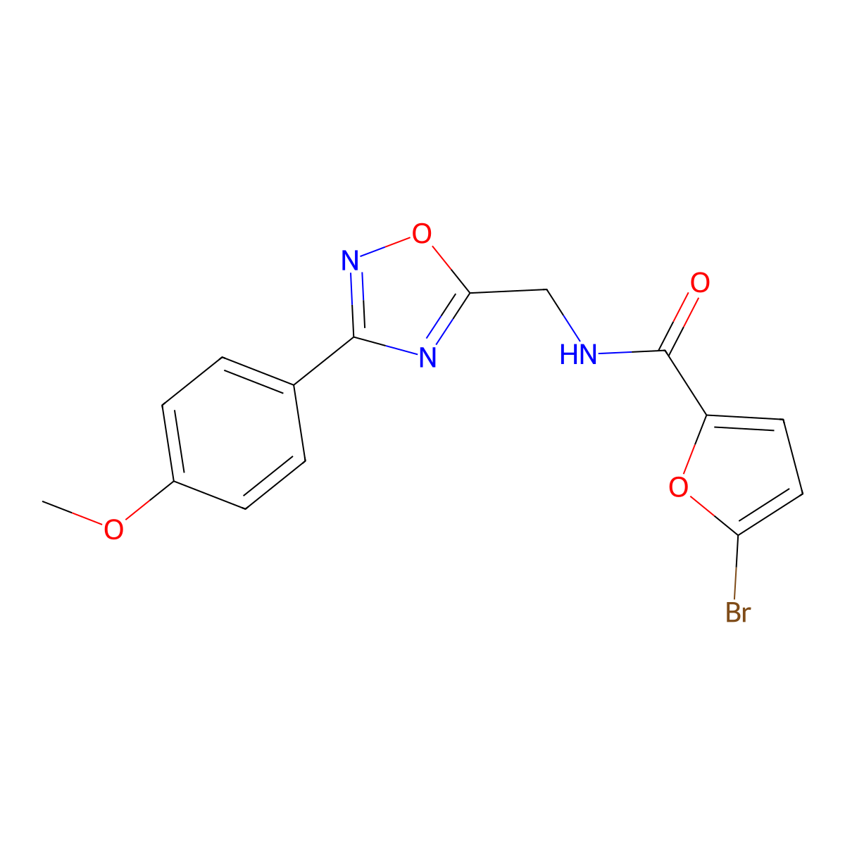 5-bromo-N-[[3-(4-methoxyphenyl)-1,2,4-oxadiazol-5-yl]methyl]furan-2-carboxamide molecular structure, CAS 838875-61-9