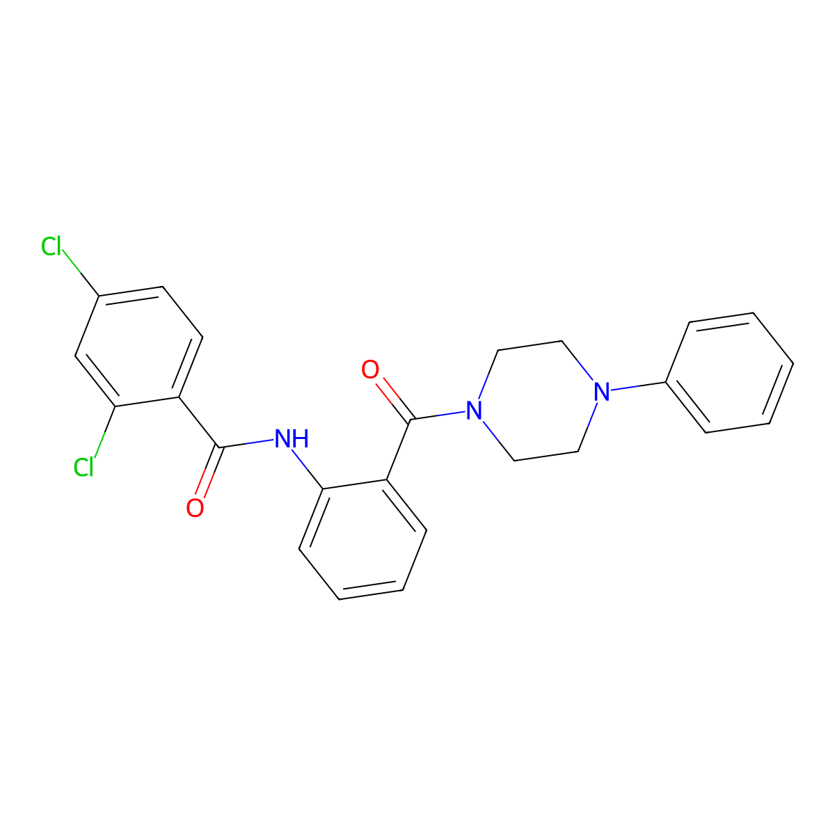 2,4-dichloro-N-[2-(4-phenylpiperazine-1-carbonyl)phenyl]benzamide molecular structure, CAS 838875-62-0