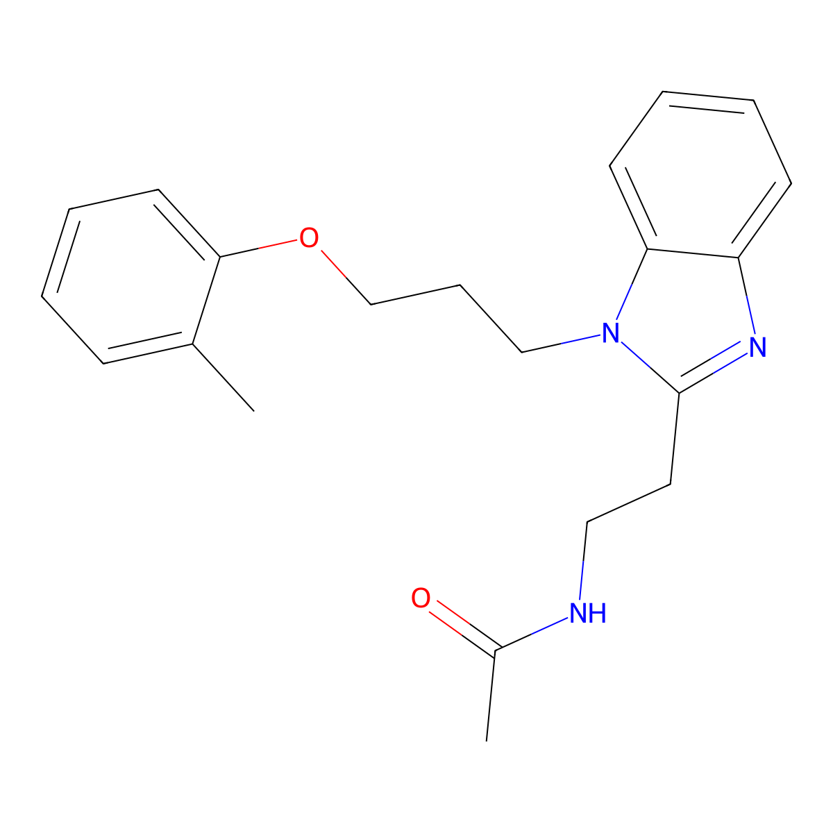 N-[2-[1-[3-(2-methylphenoxy)propyl]benzimidazol-2-yl]ethyl]acetamide molecular structure, CAS 838875-83-5
