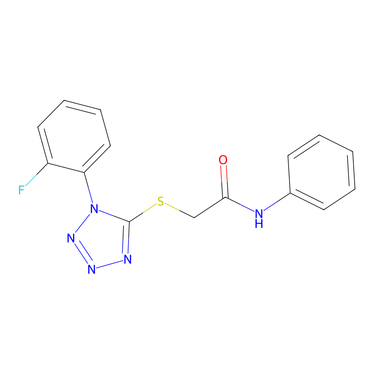 2-[1-(2-fluorophenyl)tetrazol-5-yl]sulfanyl-N-phenylacetamide molecular structure, CAS 838875-84-6