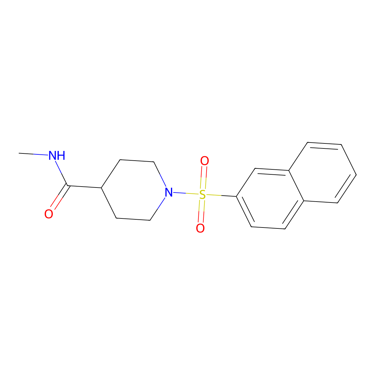 N-methyl-1-naphthalen-2-ylsulfonylpiperidine-4-carboxamide molecular structure, CAS 838875-88-0